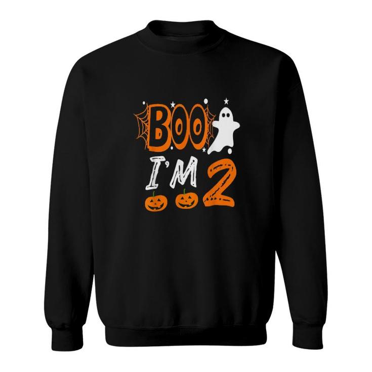 2Nd Birthday Kids Boo I'm 2 Two Yr Ghost Halloween Costume  Sweatshirt