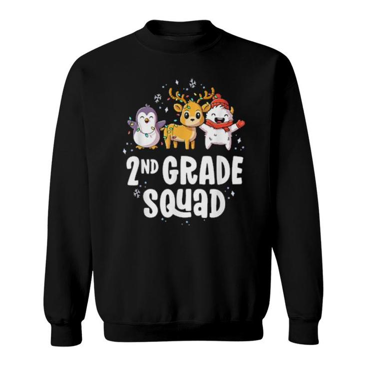 2Nd Grade Squad Matching Teacher Christmas School Crew Sweatshirt