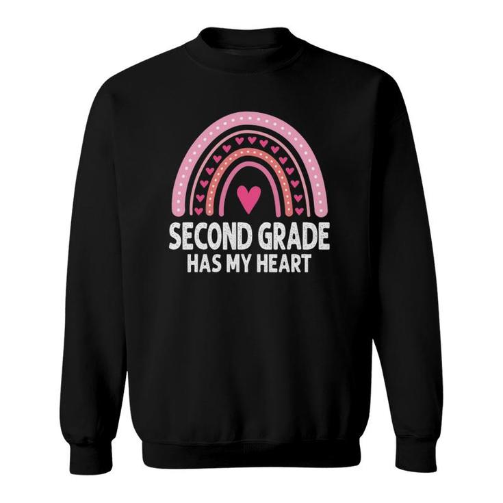 2Nd Second Grade Has My Heart Rainbow Valentines Day Teacher Sweatshirt