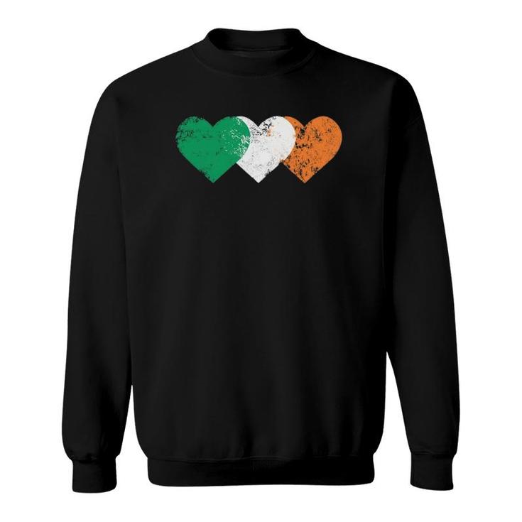 3 Hearts Ireland Flag St Patricks Day Irish Flags Men Women Sweatshirt