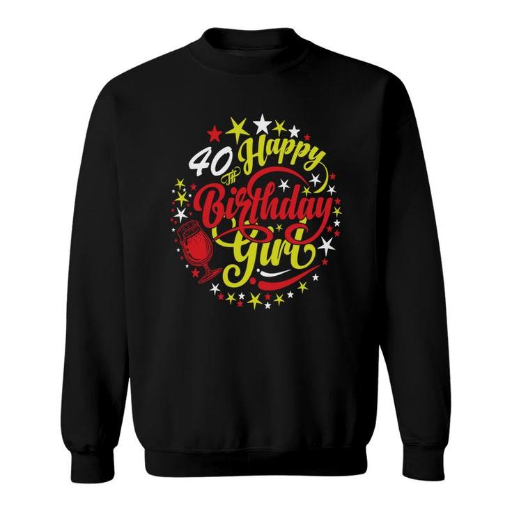 40 Happy Birthday Girl Bling 40Th Birthday Party Sweatshirt
