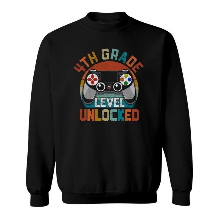 4Th Grade Level Unlocked Video Game Back To School Boys Kids Sweatshirt