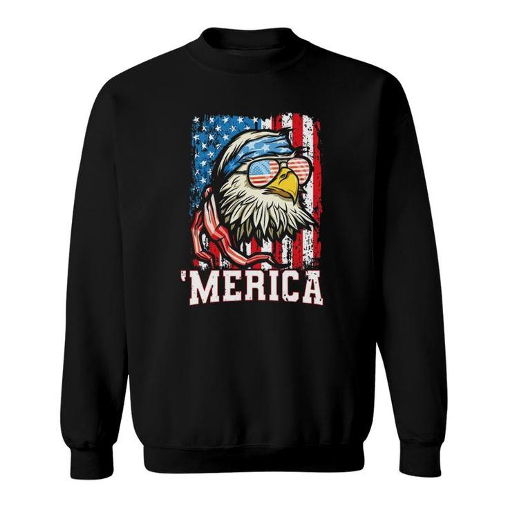 4Th Of July Bald Eagle Usa Flag Patriotic Merica Sweatshirt