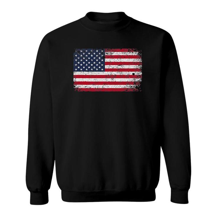 4Th Of July Distressed American Usa Flag Pocket Sweatshirt
