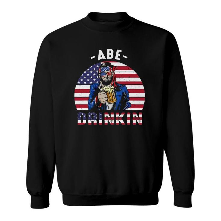 4Th Of July Drinkin Like Lincoln Abraham Abe American Flag Sweatshirt