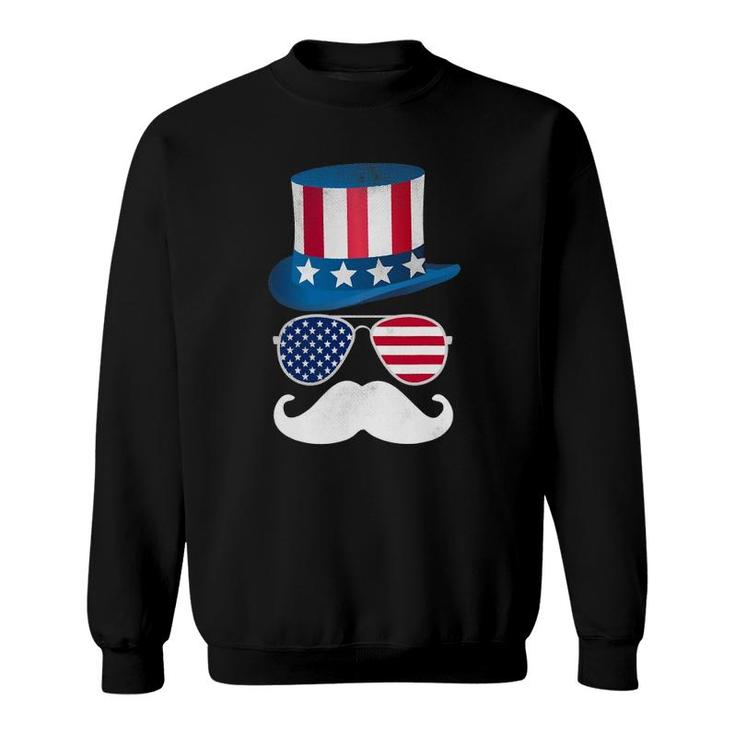 4Th Of July Funny Gift Usa Mustache Man Sweatshirt