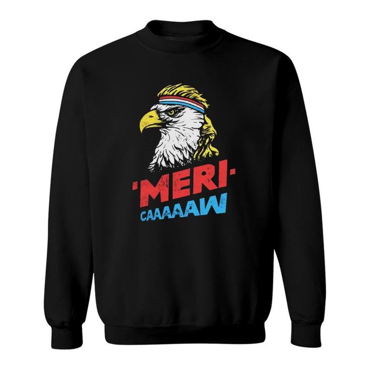 4Th Of July 'Meri-Caaaaaw Patriotic American Eagle Mullet Headband Sweatshirt