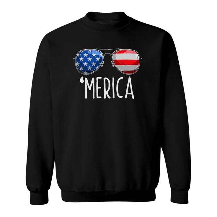4Th Of July  Merica Sunglasses All America Usa Flag Sweatshirt