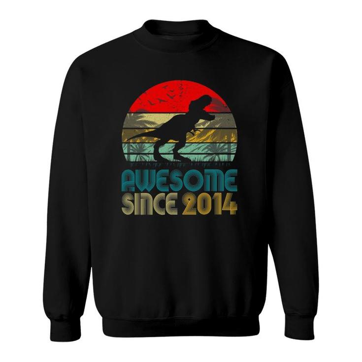 7Th Birthday Dinosaur Awesome Since 2014 Gifts 7 Years Old Sweatshirt