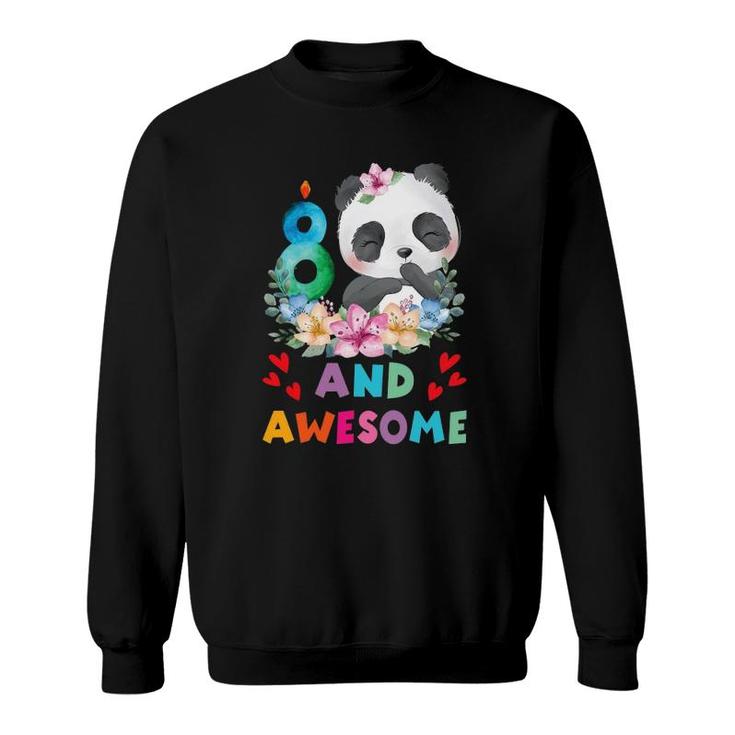 8 Years Old 8Th Birthday Panda Unicorn Girl Party Gift Sweatshirt
