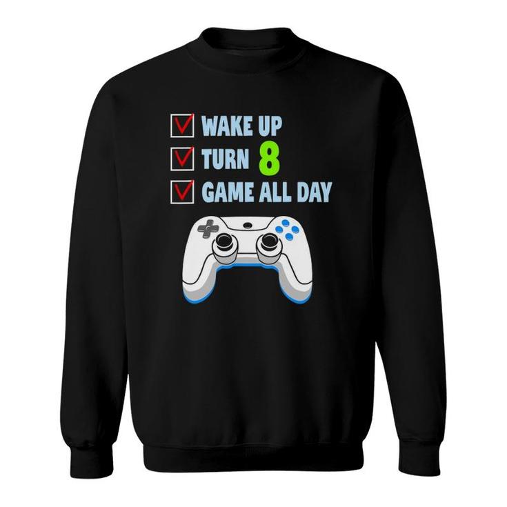 8 Years Old Boy Gamer Birthday Party 8Th Birthday Gift Sweatshirt