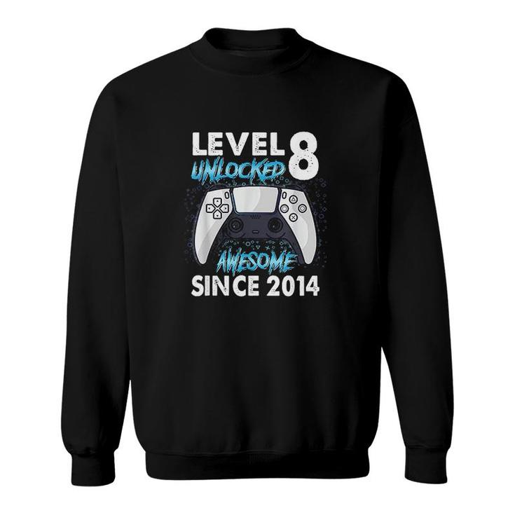 8th Birthday Gift Boys Level 8 Unlocked Awesome 2014 Gamer  Sweatshirt
