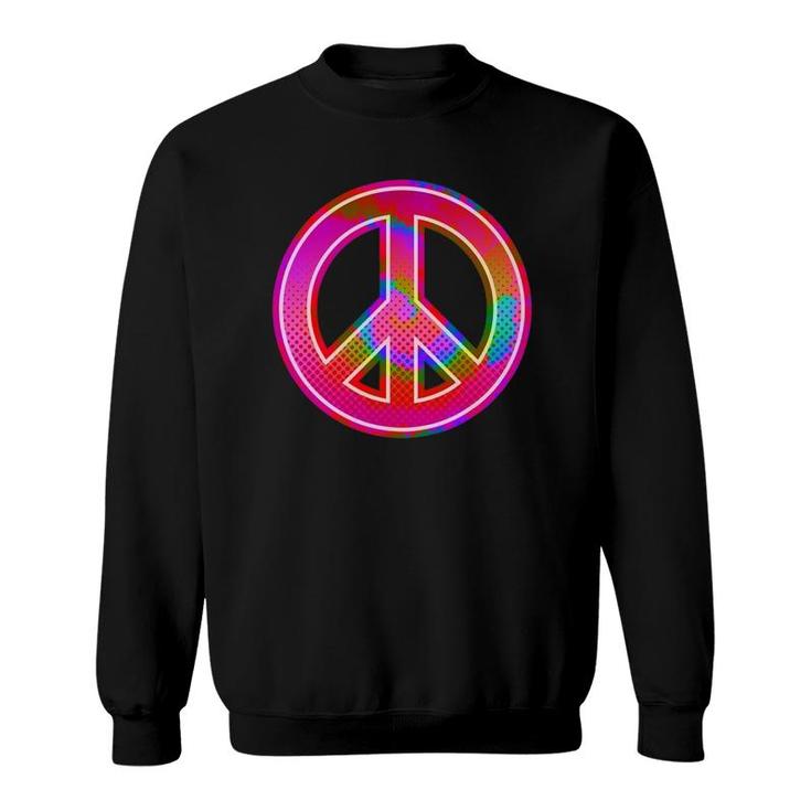 90S Rave  Psychedelic Tie Dye Hippie Peace Sign Sweatshirt