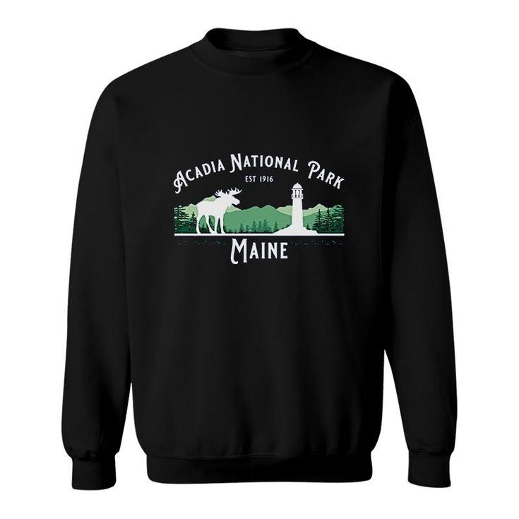 Acadia National Park Maine Lighthouse Moose Hiking Souvenir Sweatshirt
