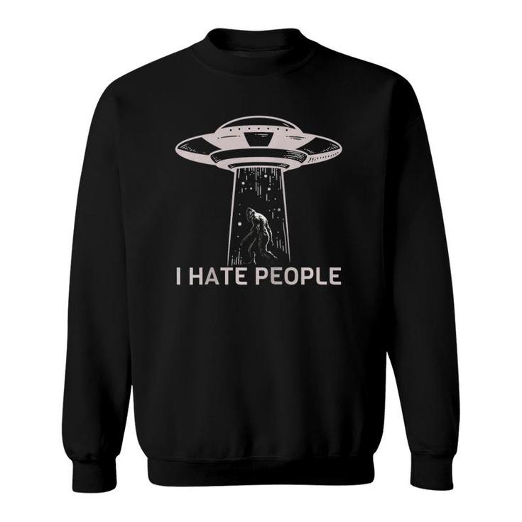 Alien Bigfoot Ufo - I Hate People Raglan Baseball Tee Sweatshirt