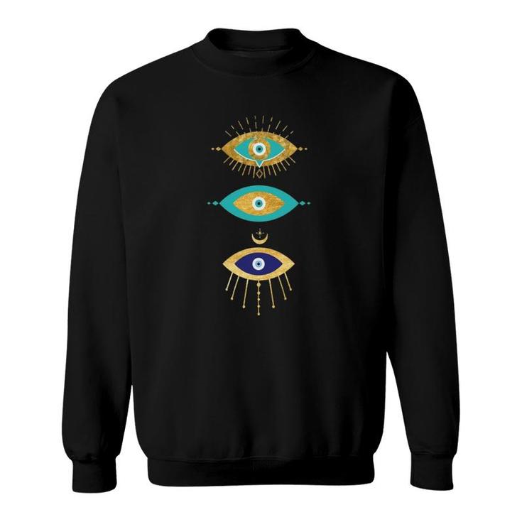 All Seeing Evil Eyes Yellow Eyelashes Curse Protection Sweatshirt
