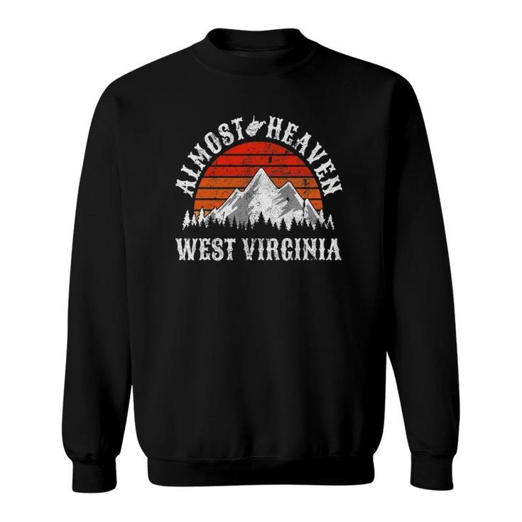 Almost Heaven West Virginia Mountains Retro Sunset Vintage Sweatshirt