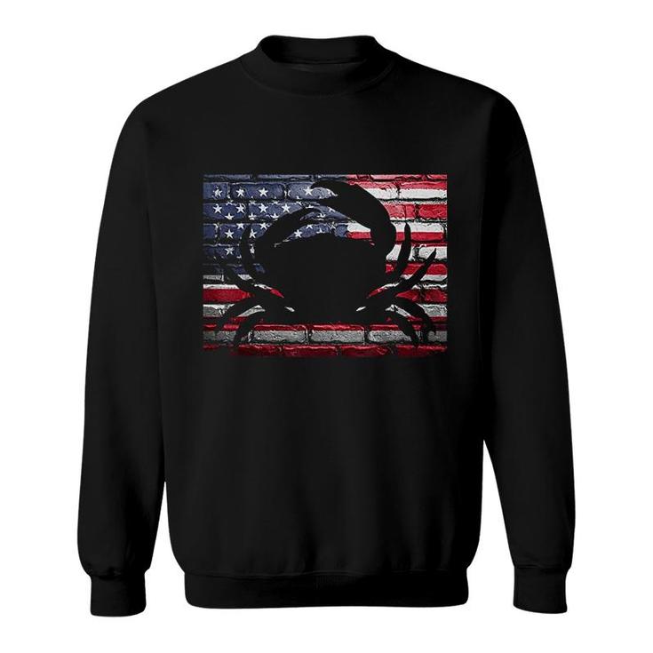 American Flag Crab Crabbing Fishing Sweatshirt