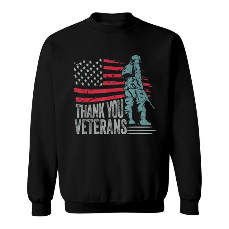 American Flag Thank You Veterans Proud Veteran  Sweatshirt