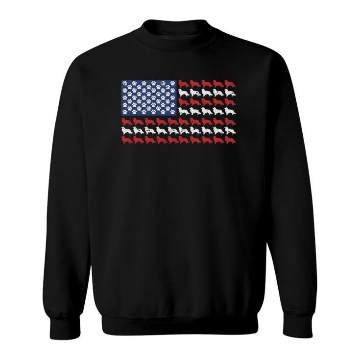 American Flag Usa Rough Collie 4Th Of July With Dog Paw Sweatshirt