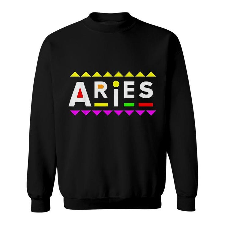 Aries Zodiac Design 90s Style Sweatshirt