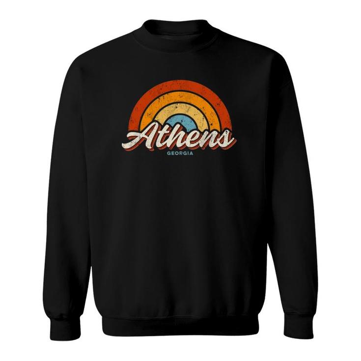 Athens Georgia Ga Vintage Rainbow Retro 70S  Sweatshirt