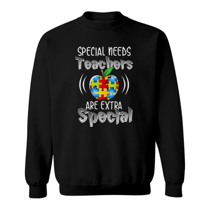 Autism Awareness Teachers Are Special Cute Apple Puzzle Sweatshirt