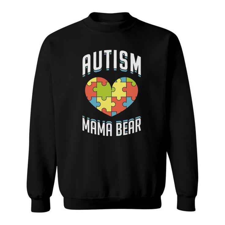 Autism Mama Bear Heart Puzzle Cute Autism Awareness Gift  Sweatshirt