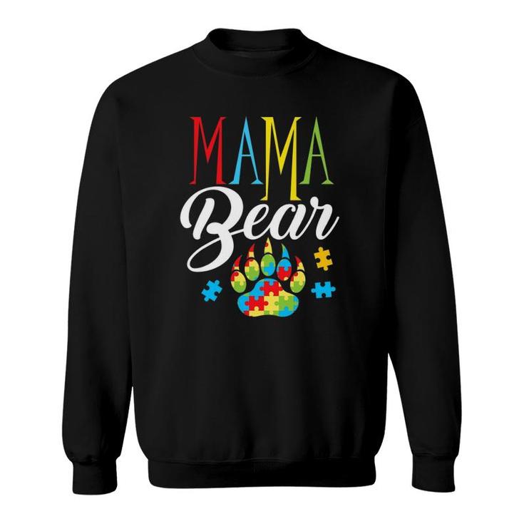 Autism Mama Bear Paw Puzzle Piece Child Womens Autistic Sweatshirt