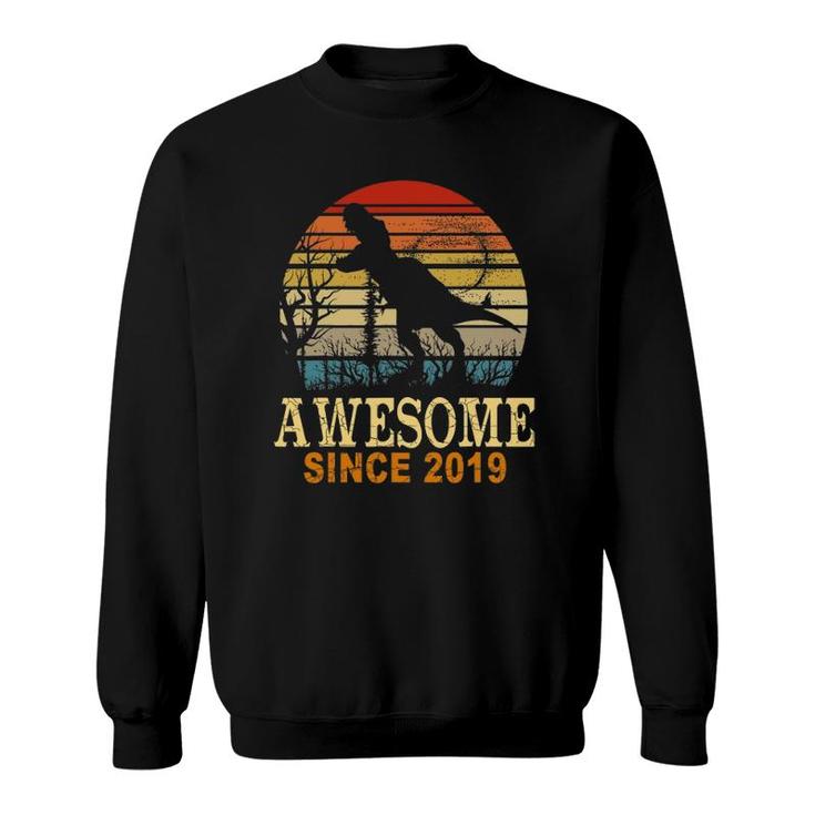 Awesome Since 2019 Dinosaur 2 Years Old 2Nd Birthday Sweatshirt