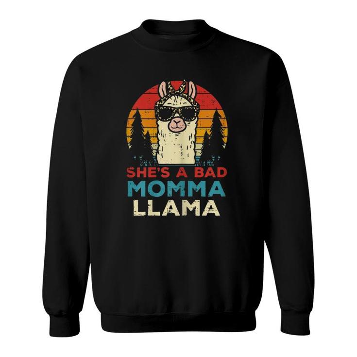 Bad Momma Llama Retro Alpaca Mother's Day Mom Mama Women Sweatshirt