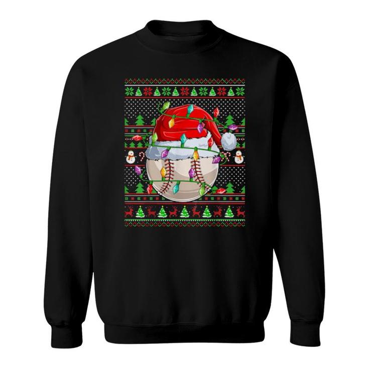 Baseball Family Matching Ugly Santa Baseball Christmas  Sweatshirt