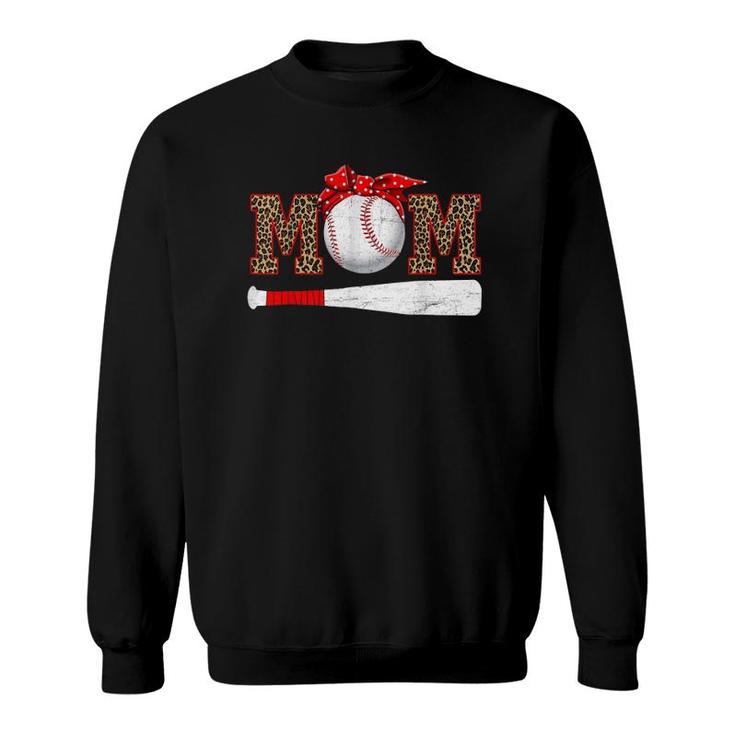 Baseball Mom Leopard Funny Mom Mother's Day 2021 Ver2 Sweatshirt