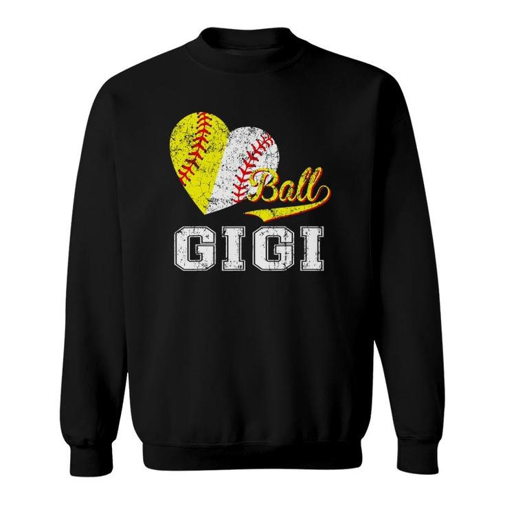 Baseball Softball Ball Heart Gigi Mother's Day Sweatshirt
