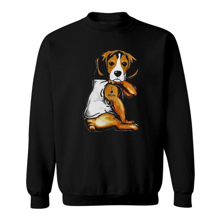 Beagle Dog Tattoo I Love Mom Mother's Day Gift Sweatshirt