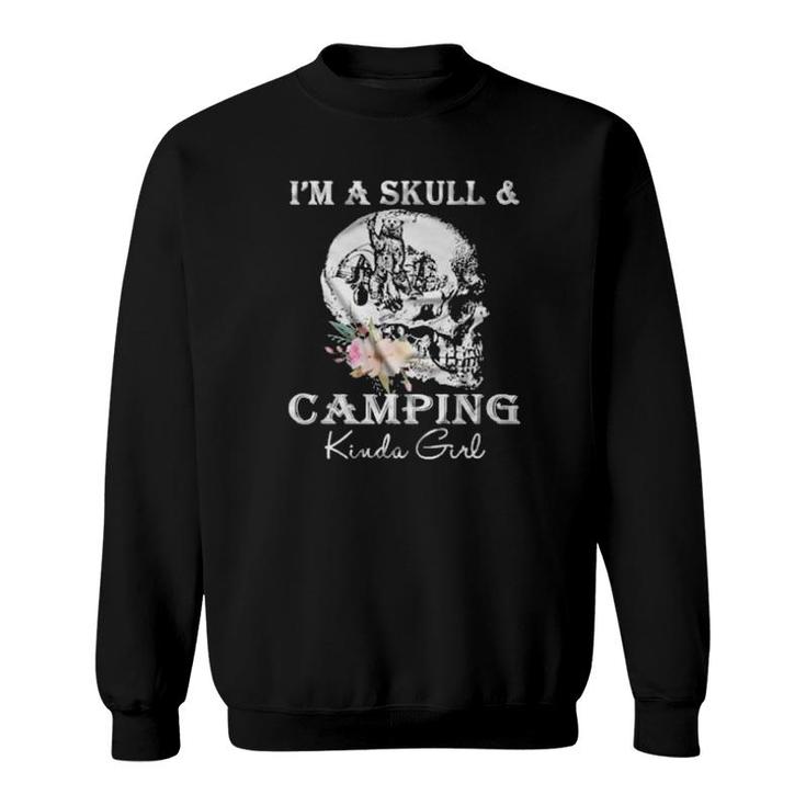 Bear Drinking Beer I'm A Skull And Camping Kinda Girl  Sweatshirt
