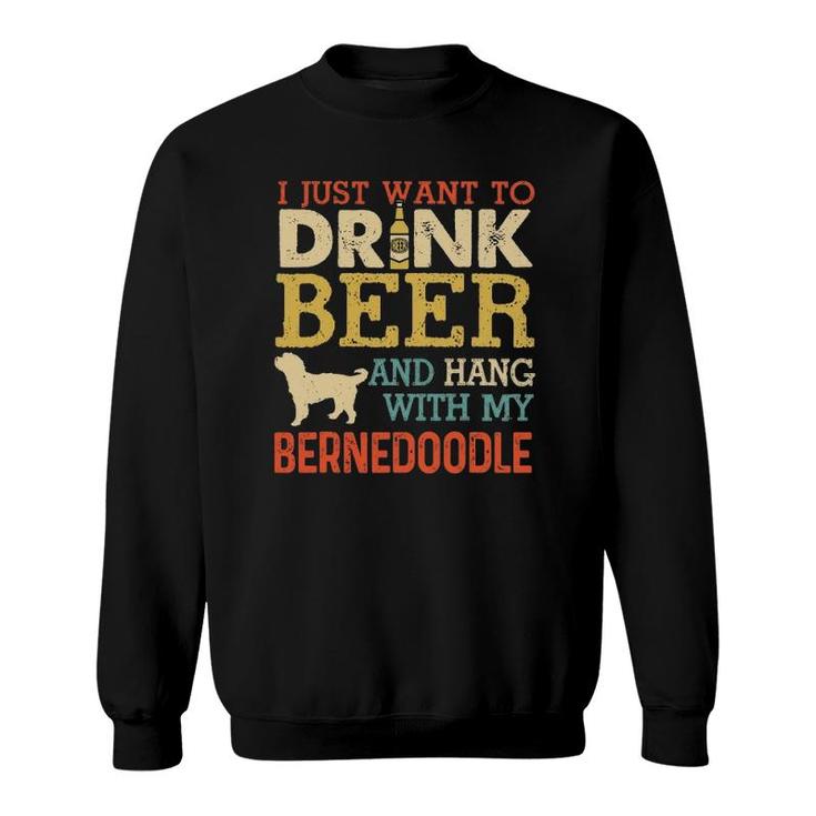 Bernedoodle Dad Drink Beer Hang With Dog Funny Men Vintage Sweatshirt