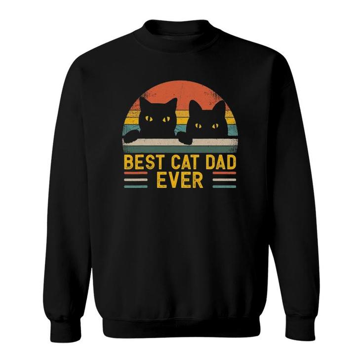 Best Cat Dad Ever Vintage Retro Style Black Cats Lover Sweatshirt