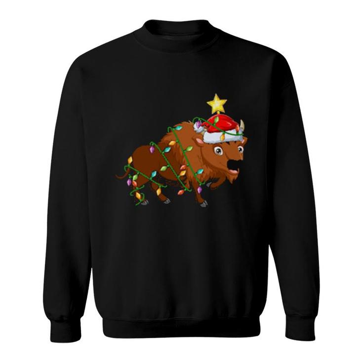 Bison Lighting Xmas Tree Matching Bison Christmas  Sweatshirt