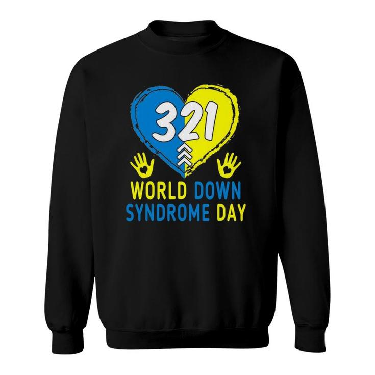 Blue Yellow Heart 21 World Down Syndrome Awareness Day Sweatshirt