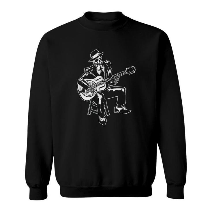 Blues Music Skeleton Bluesman Sweatshirt