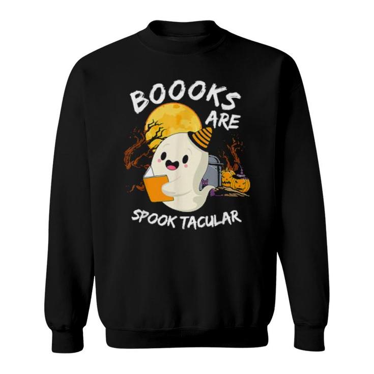 Boooks Ghost Halloween Teacher Book Library Reading  Sweatshirt