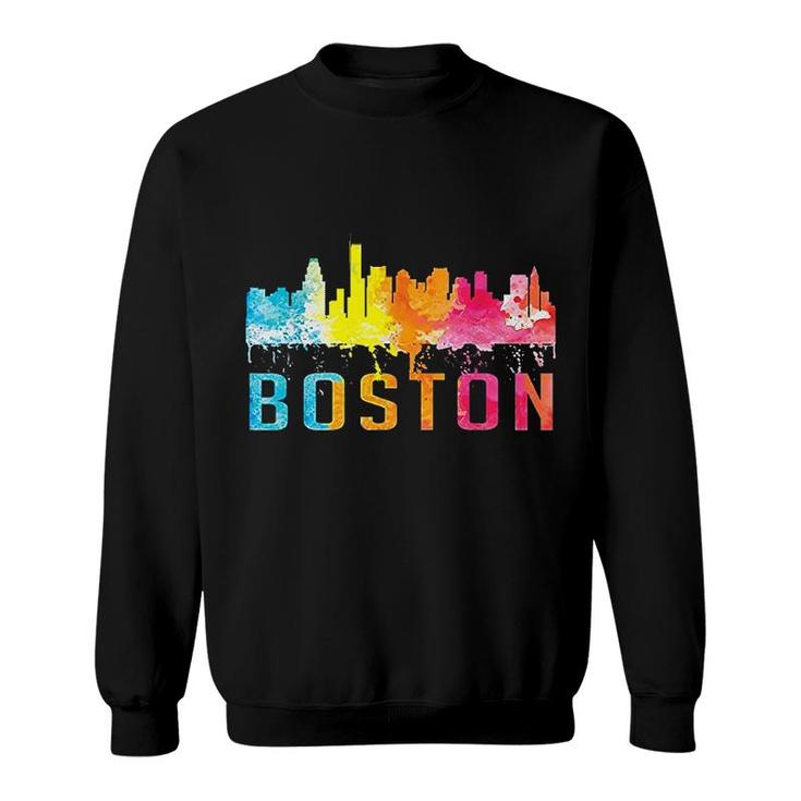 Boston Massachusetts Retro Watercolor Sweatshirt