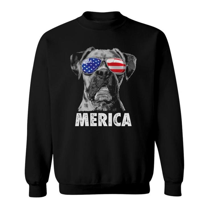 Boxer 4Th Of July Merica Sunglasses Men Usa American Flag Sweatshirt