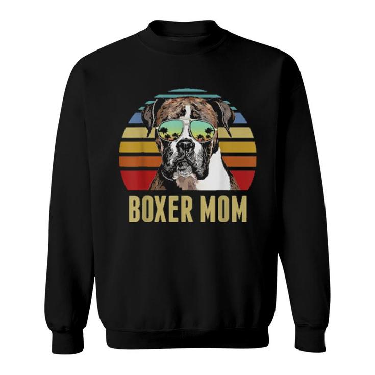 Boxer Best Dog Mom Ever Retro Sunset Beach Vibe  Sweatshirt