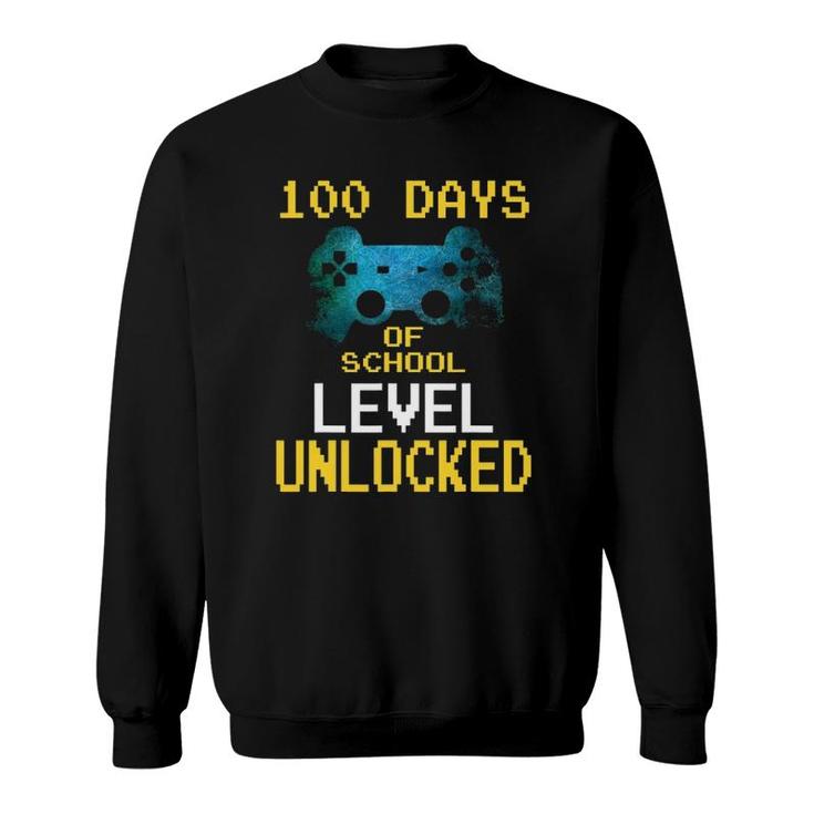 Boys 100 Days Of School Gamer Video Games Level Unlocked Sweatshirt