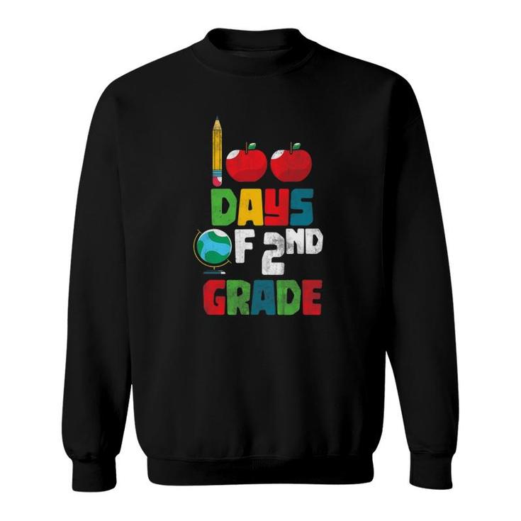 Boys Girls Kids Gift Second Grade Student 100 Days Of School Sweatshirt
