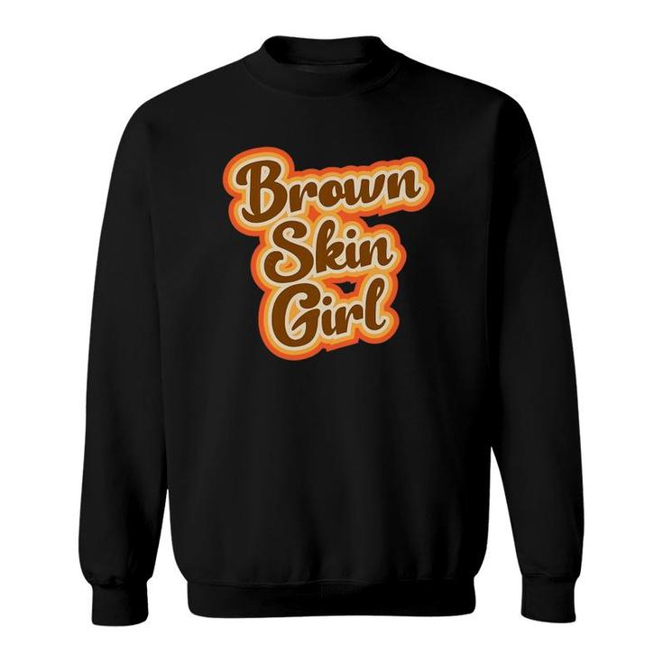 Brown Skin Girl Brown Retro Vintage Style Graphic Girls Sweatshirt