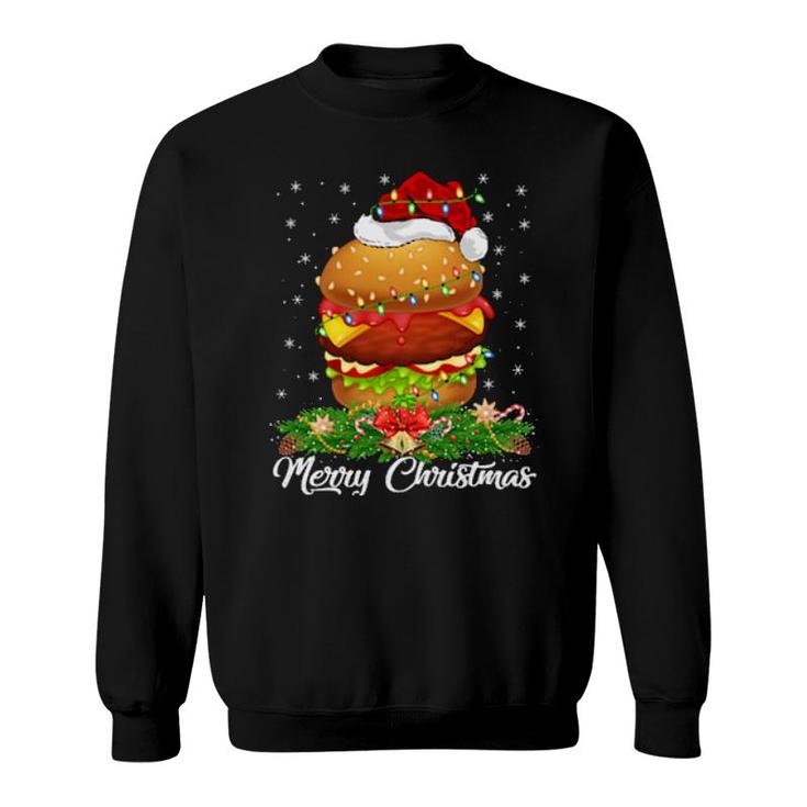 Burger Food Matching Santa Hat Burger Christmas  Sweatshirt