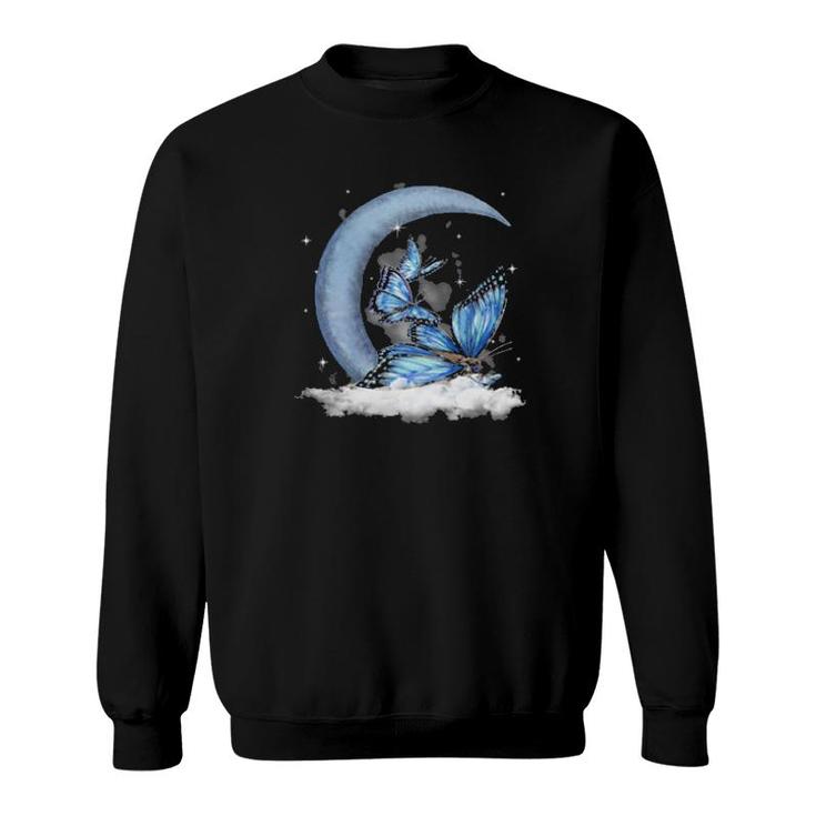 Butterfly Sleeping With Moon, Crescent Moon , Butterfly Sit On The Crescent Moon  Sweatshirt
